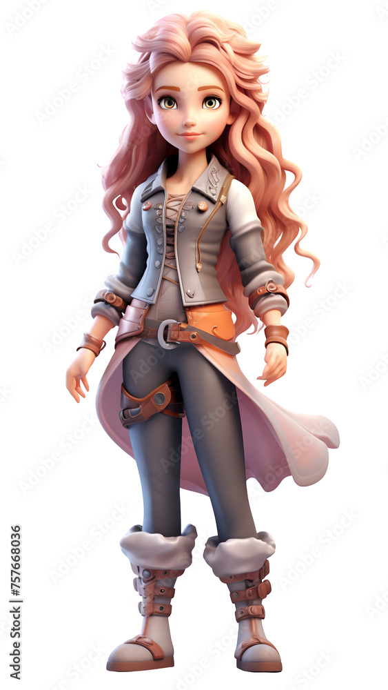 Adventure cute girl character isolated on transparent Adventure cute girl character isolated on transparent
