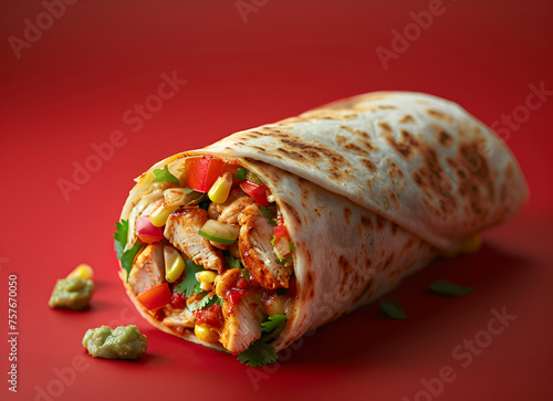 chicken wrap sandwich with salad