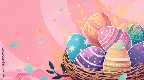 easter eggs in a basket Background