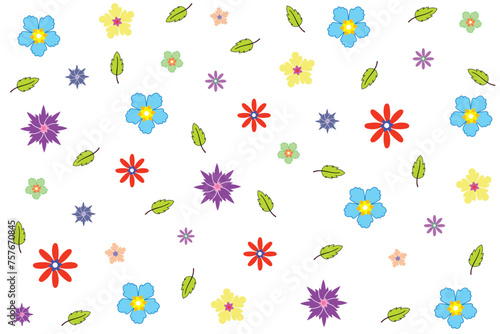 Illustration wallpaper of Abstract flower with leaf on white background.