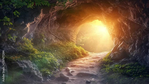 fantasy background with  mysterious fantasy photo background magical trail. seamless looping overlay 4k virtual video animation background photo