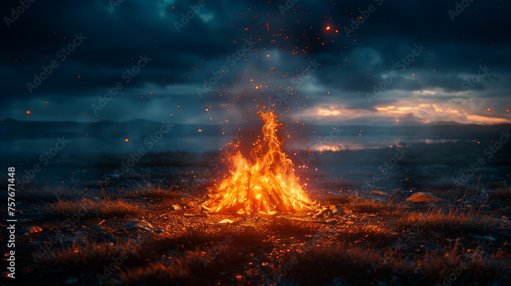 Naklejka premium black_night_sky_the_campfire6