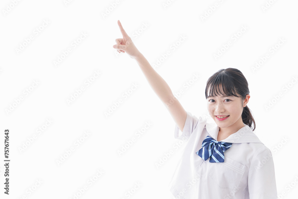 将来を指差す学生