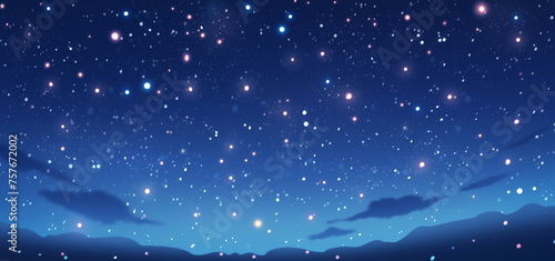 Hand drawn cartoon night starry sky illustration
