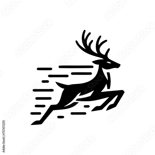 running deer logo concept. Deer logo design template. Deer silhouette on a white backgrounds, vector illustration photo