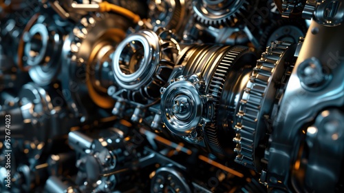 Background featuring shiny metal machines and gears