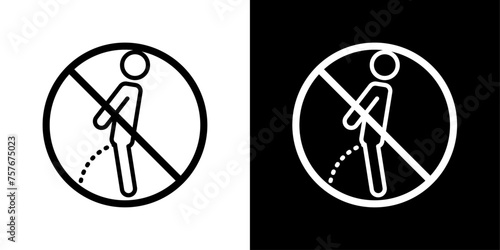 Ban Piss Sign Icon Designed in a Line Style on White background.