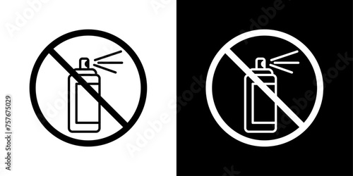 No Aerosol Spray Sign Icon Designed in a Line Style on White background. photo