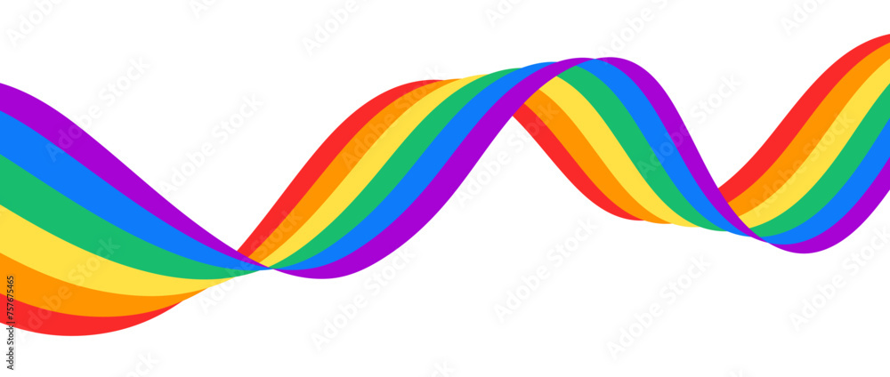 Rainbow wavy ribbon design element. LGBTQ Pride month flag flowing ...