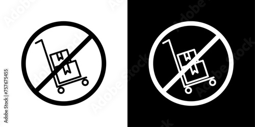 No Hand Truck Sign Icon Designed in a Line Style on White background. photo