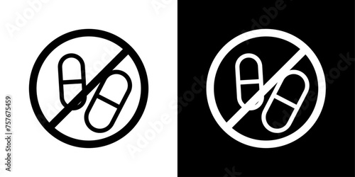 Stop Using Illegal Drugs Sign Icon Designed in a Line Style on White background.