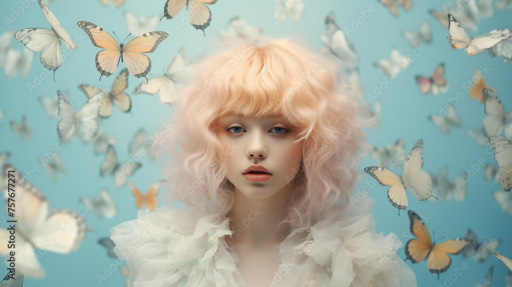 Portrait of beautiful woman with butterflies Portrait of beautiful woman with butterflies
