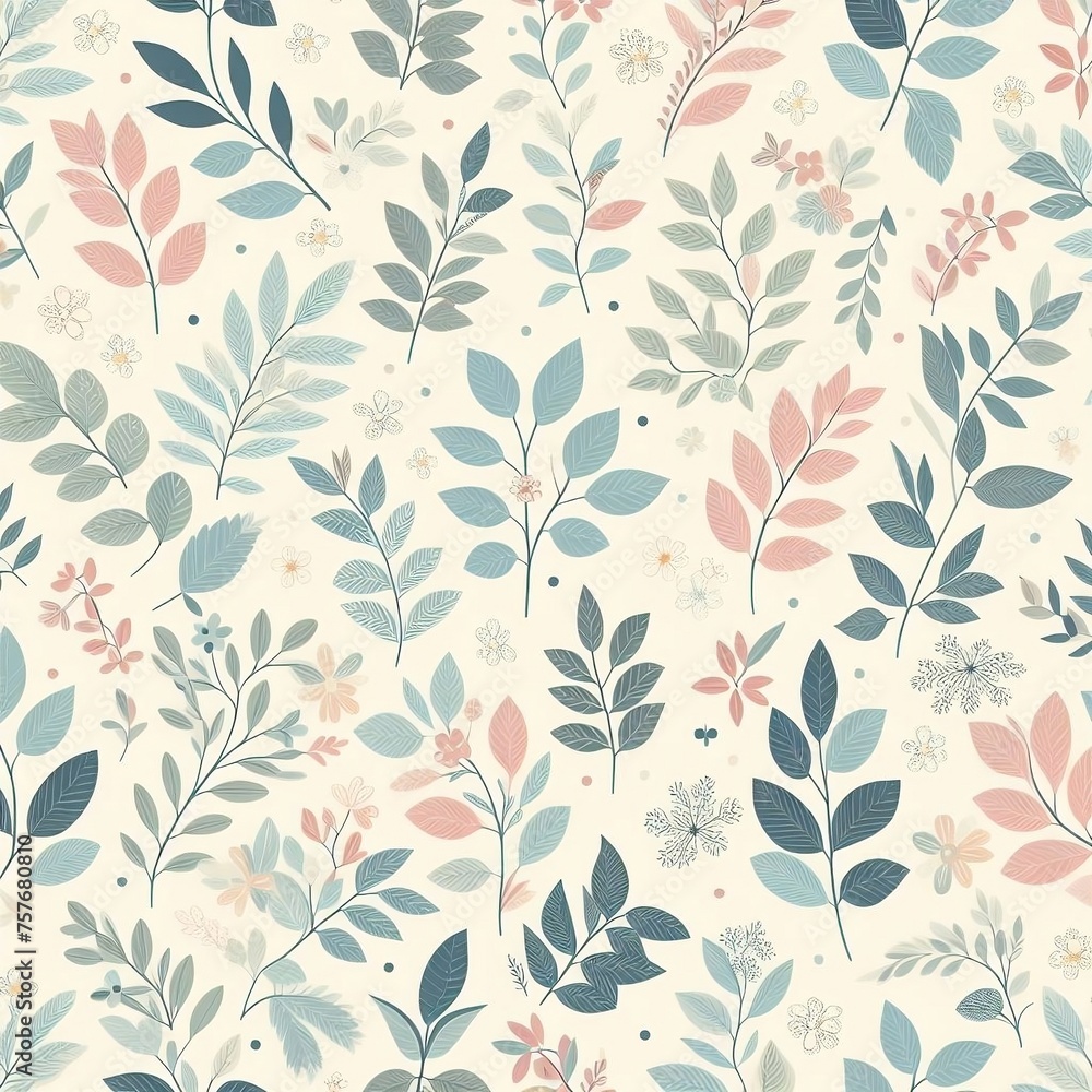 Colorful leaf and flowers pattern in a seamless design Colorful leaf and flowers pattern in a seamless design