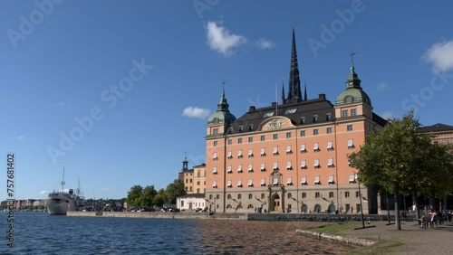 Stockholm: harbour and Hebbeska huset in the city centre. photo