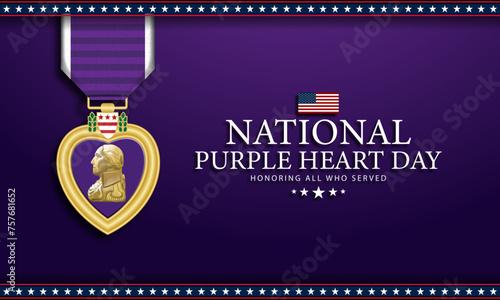 National Purple Heart Day August 7 Background Vector Illustration