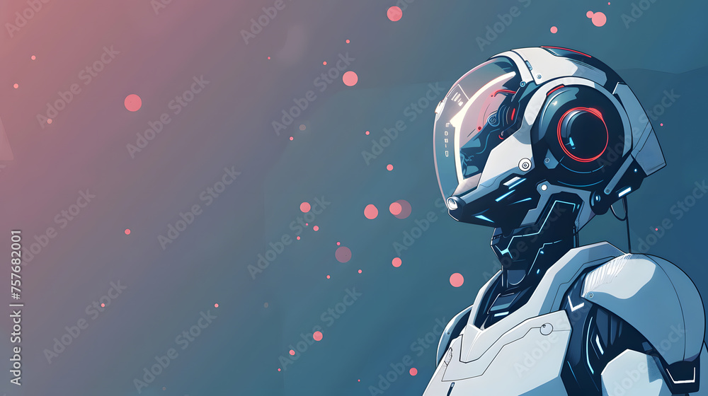 Powerpoint background Generative AI presentation, robot, space for text. Powerpoint background Generative AI presentation, robot, space for text.