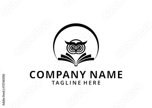 Illustration owl book creative logo design vektor template