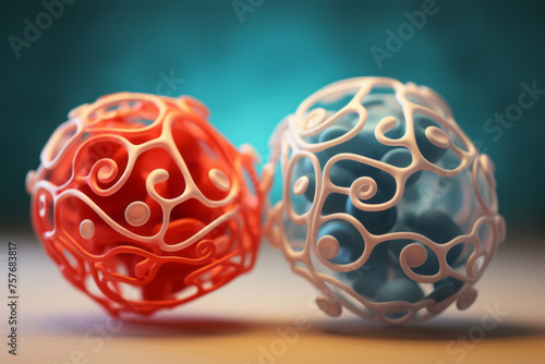 Wallpaper Mural Two squiggly and flat human cells present soft-focused realism, rounded forms, stereoscopic photography, and mushroomcore, reflected through tilt-shift lenses. Torontodigital.ca