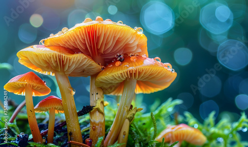 a close up of beautiful mushrooms, Generative AI 