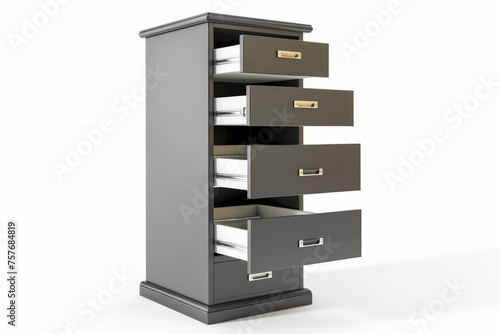3D Render of a file cabinet with multiple drawers for organizing documents and files  on isolated white background  Generative AI