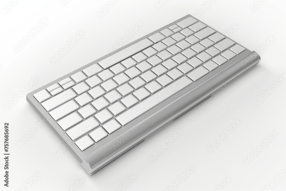 3D Render of a modern wireless keyboard with a slim profile and quiet keys, on isolated white background, Generative AI