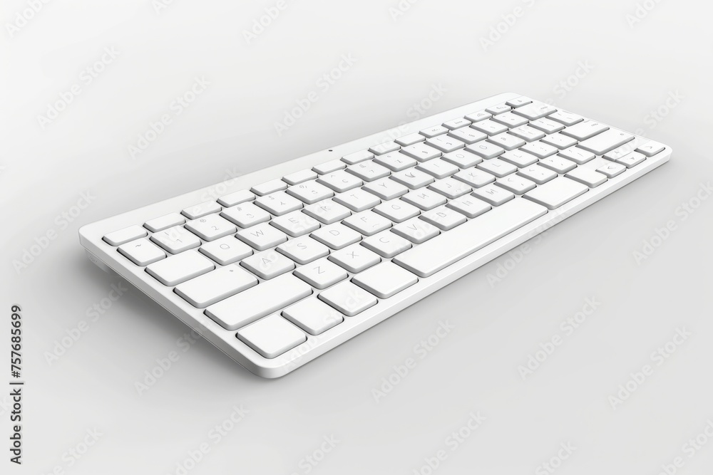 3D Render of a modern wireless keyboard with a slim profile and quiet keys, on isolated white background, Generative AI