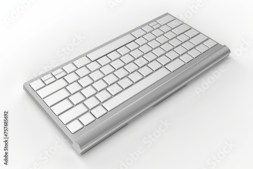 3D Render of a modern wireless keyboard with a slim profile and quiet keys, on isolated white background, Generative AI