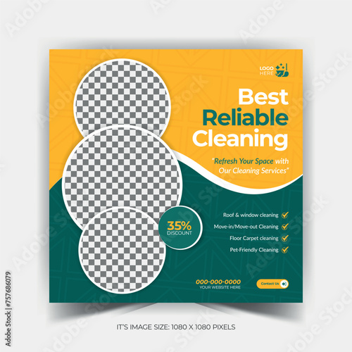 House cleaning services social media post template design