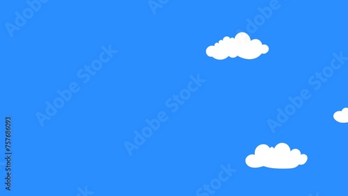 moving cloud animation. animated clouds in a blue sky cartoon style. motion graphic clouds