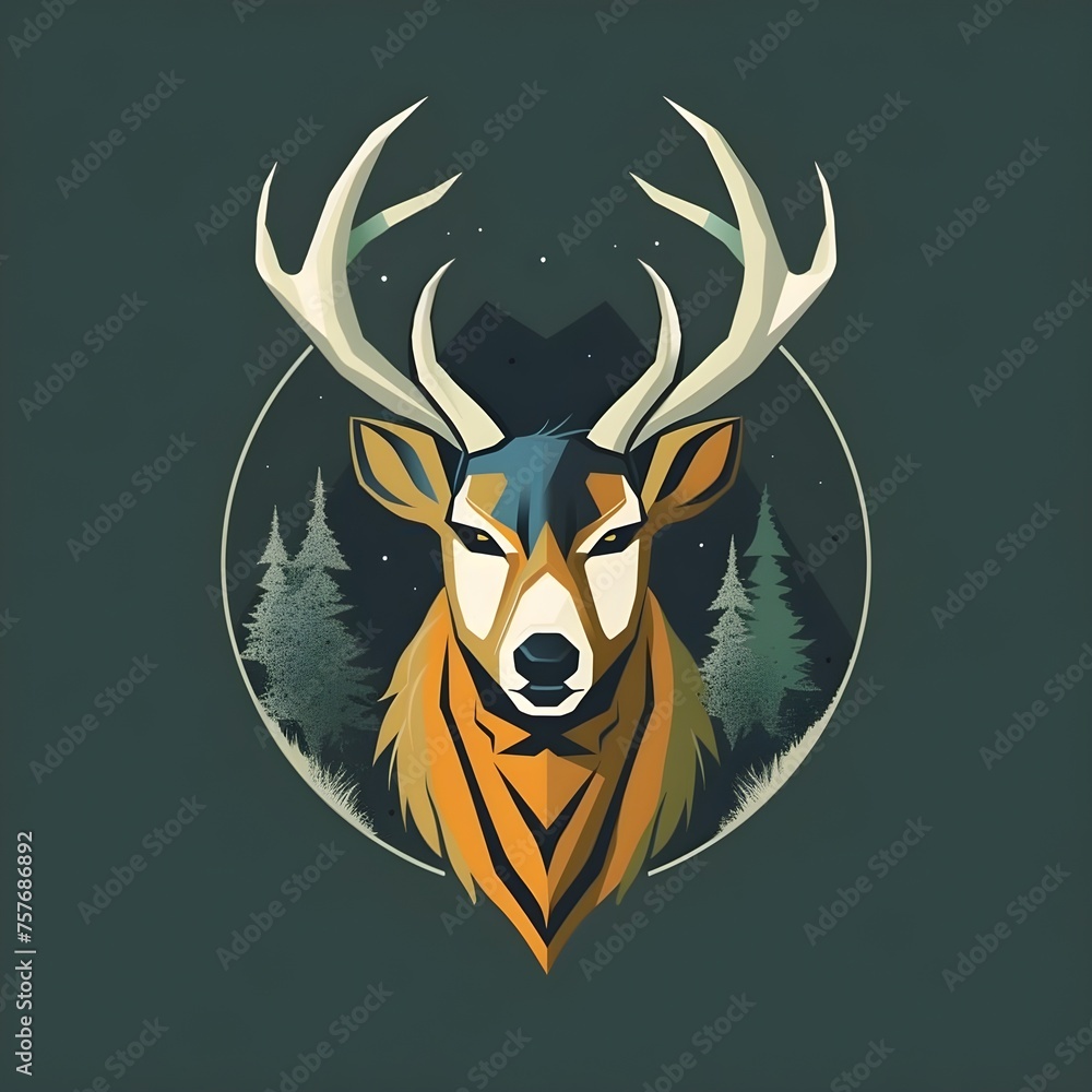 Elegant Cervid Emblem: Flat Vector Logo for Nature Conservation