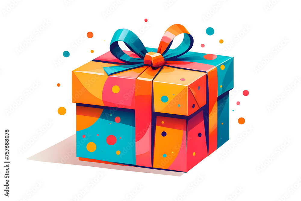 Colorful gift box in illustration style Colorful gift box in illustration style
