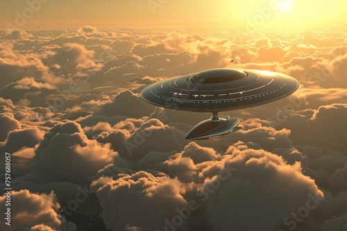 Alien aircraft seen flying through clouds