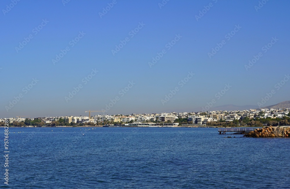 View of the city of Voula, from the sea, in Attica, Athens, Greece