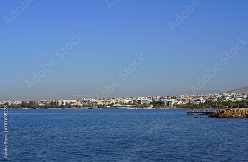 View of the city of Voula, from the sea, in Attica, Athens, Greece