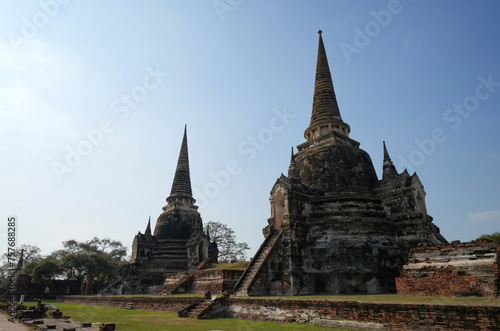Wat Phra Si Sanphet One of the World Heritage Sites of Ayutthaya Province  Thailand  built in 1492  currently remaining in condition as seen in the picture  taken on 23-02-2024.