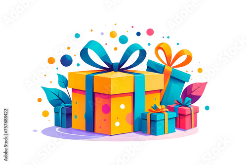 Colorful gift box in illustration style