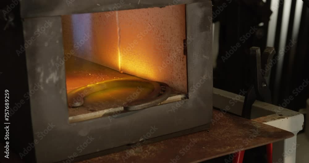 horse shoe red hot metal in forge oven horse shoe red hot metal in forge oven