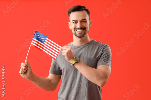 Handsome man with USA flag ...