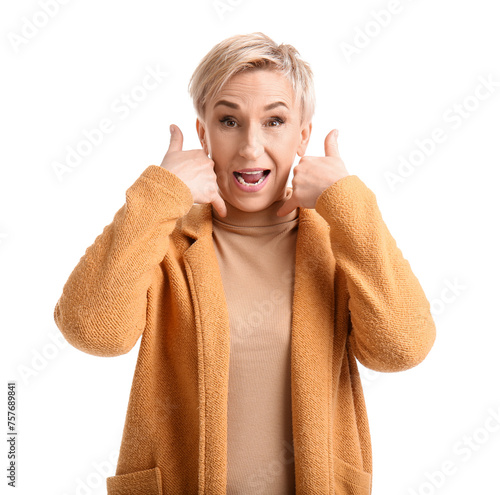 Emotional mature woman show...