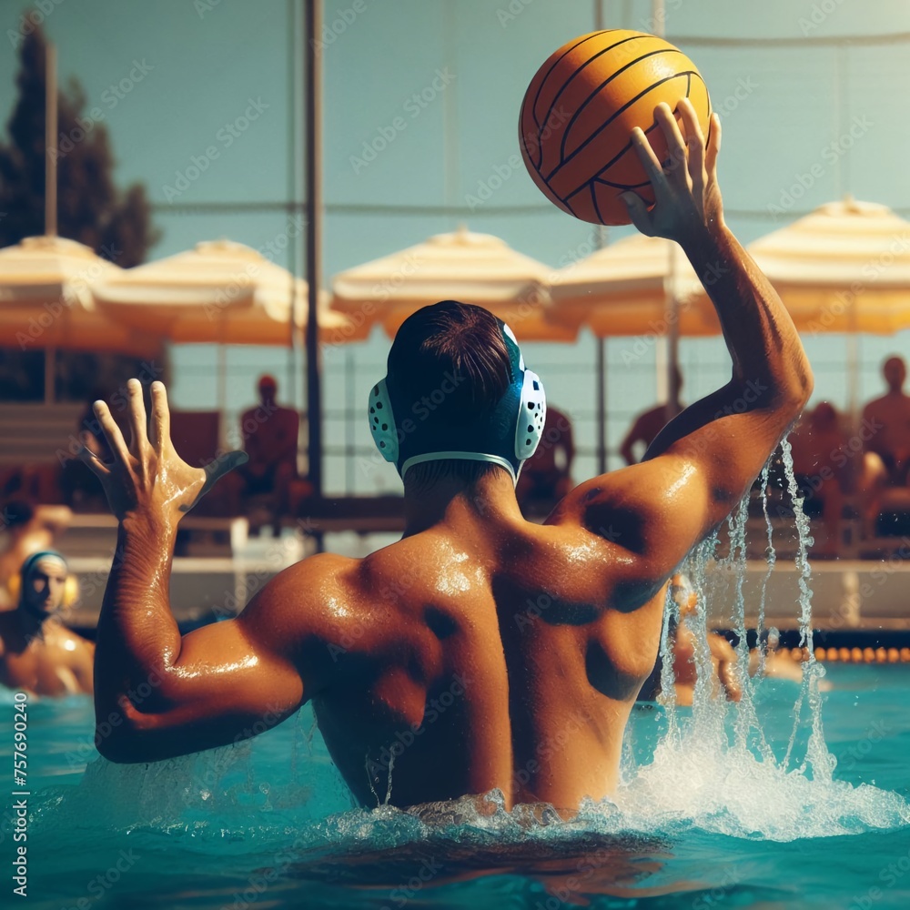 player in professional water polo game match	