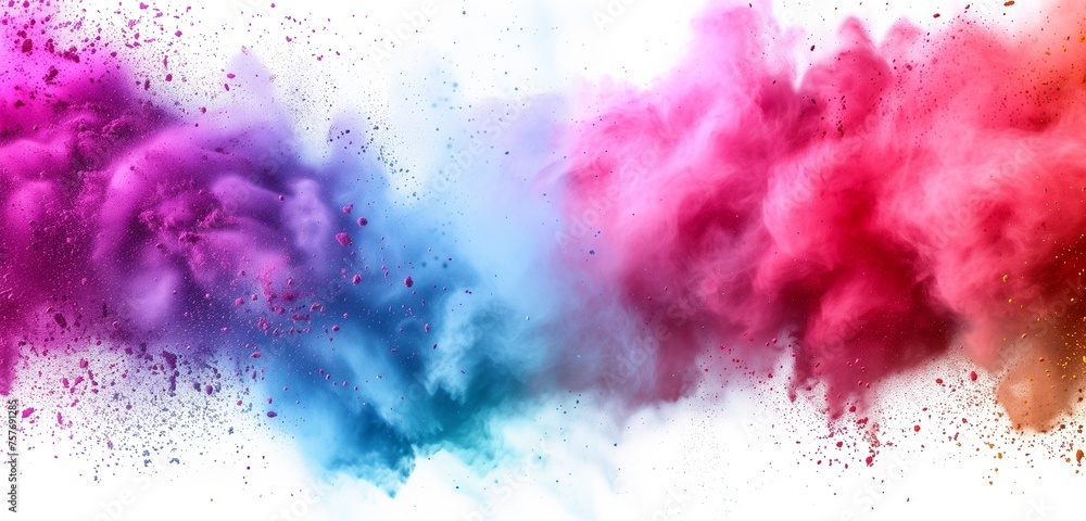 abstract multicolored powder splatted on white background abstract multicolored powder splatted on white background