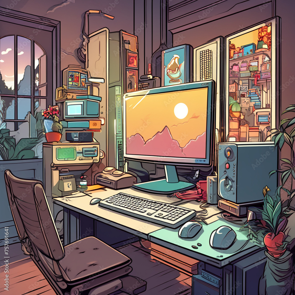 computer on table computer on table