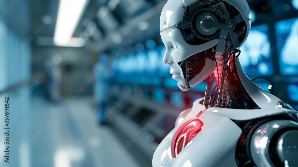 Robotic cardiac assistant in a futuristic operating room Robotic cardiac assistant in a futuristic operating room