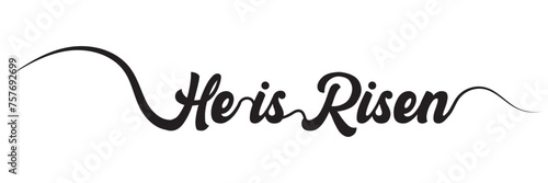 He is risen one continuous line simple minimalist lettering vector illustration isolated on white background. Editable stroke. EPS 10