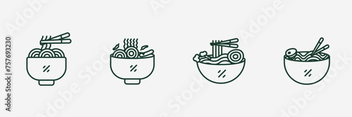 Ramen icons set. Outline set of ramen vector icons . Detail,simple design. Vector illustration