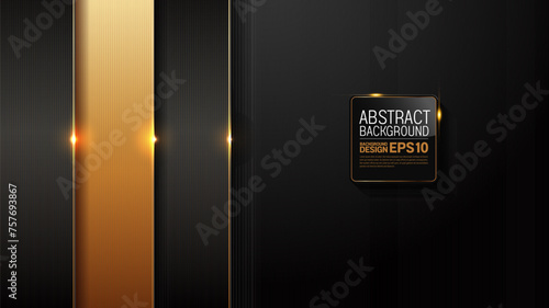 luxury black background adorned with golden lines and glitters. Perfect for banners, websites, and marketing materials.