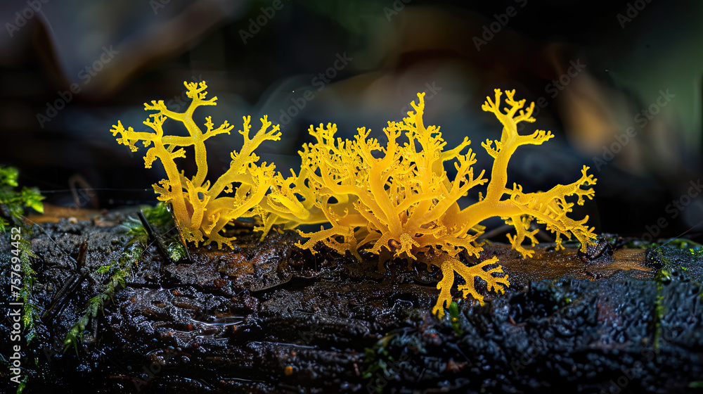 Forest Neon: The Vivid Intricacy of Yellow Slime Mold Forest Neon: The Vivid Intricacy of Yellow Slime Mold