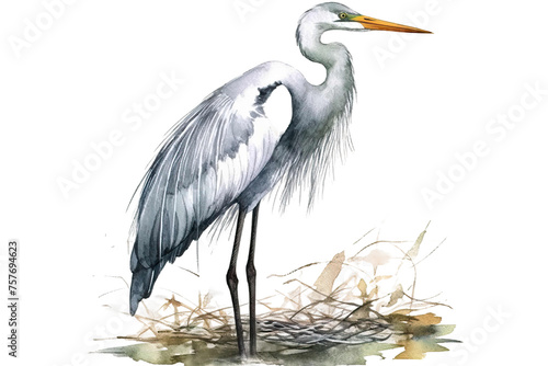 Obraz na płótnie watercolor stork hand drawing bird herons illustration isolated w salonie