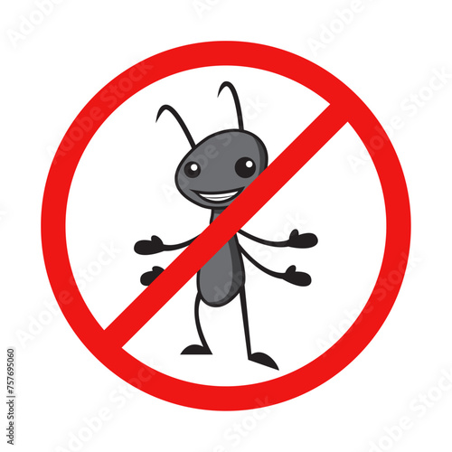 No Ants Sign on White Background