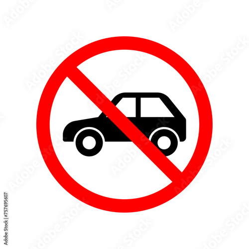 No Cars Sign Vector Line Icon illustration.